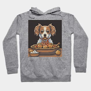 pixel art dog eating spaghetti Hoodie